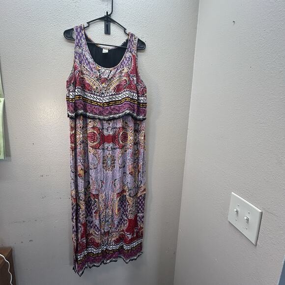 Bila Women’s Maxi Dress Size XL Colorful Paisley Sleeveless Boho Festival Gauze - Picture 1 of 9